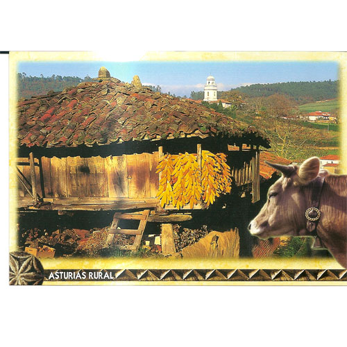 Imagen postal H&oacute;rreo aldea asturiana